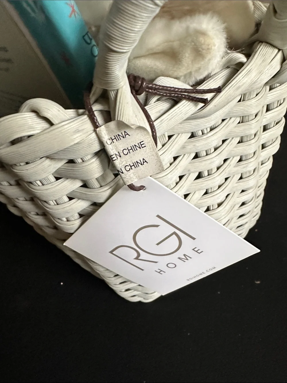 Wicker 'Baby' Storage Basket with Handles. Book and stuffed llama included